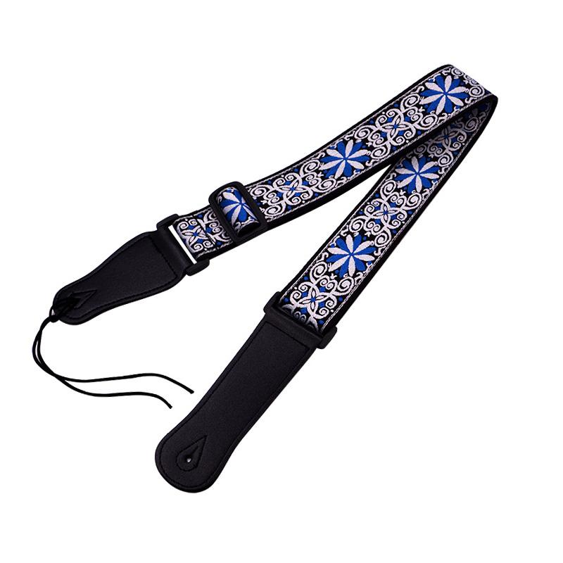 Guitar Strap Embroidered Print Ethnic Style Adjustable Guitar Strap For Folk Electric Guitar Bass Ukulele Guitar Accessories