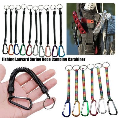 Corda Elastica a Molla per Campeggio Cordini Portatili da Pesca Moschettone da Campeggio Portachiavi Antismarrimento per Telefono