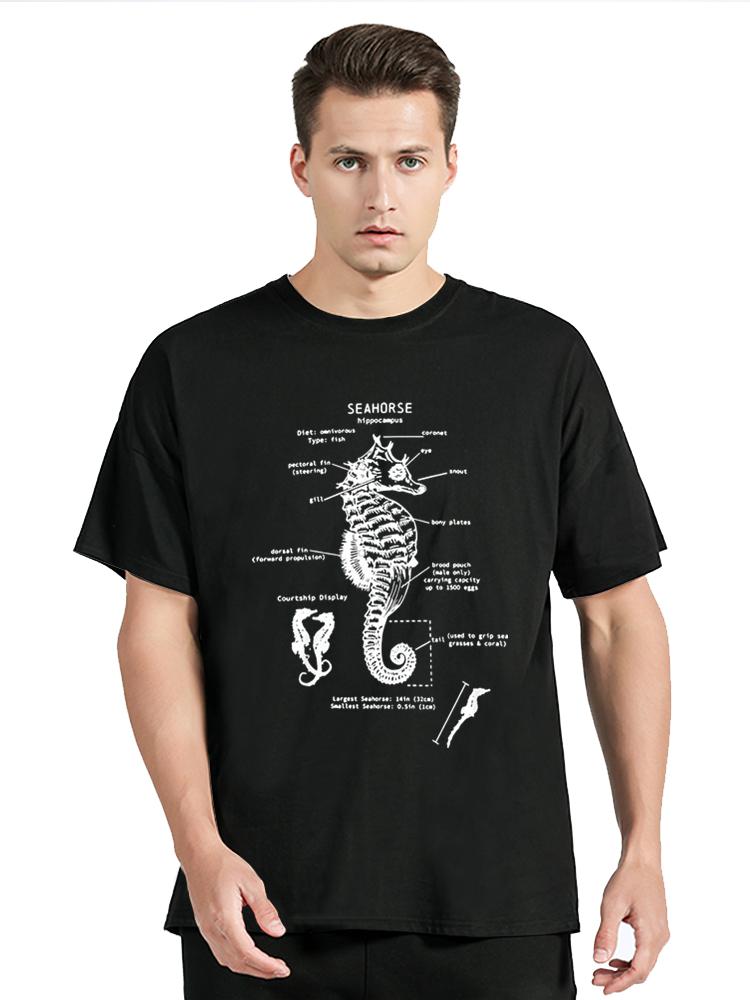 Seahorse Anatomy Biologist Animal T Shirt Fashion Cotton Tees Unisex Unisex Oversized Tshirt Clothing