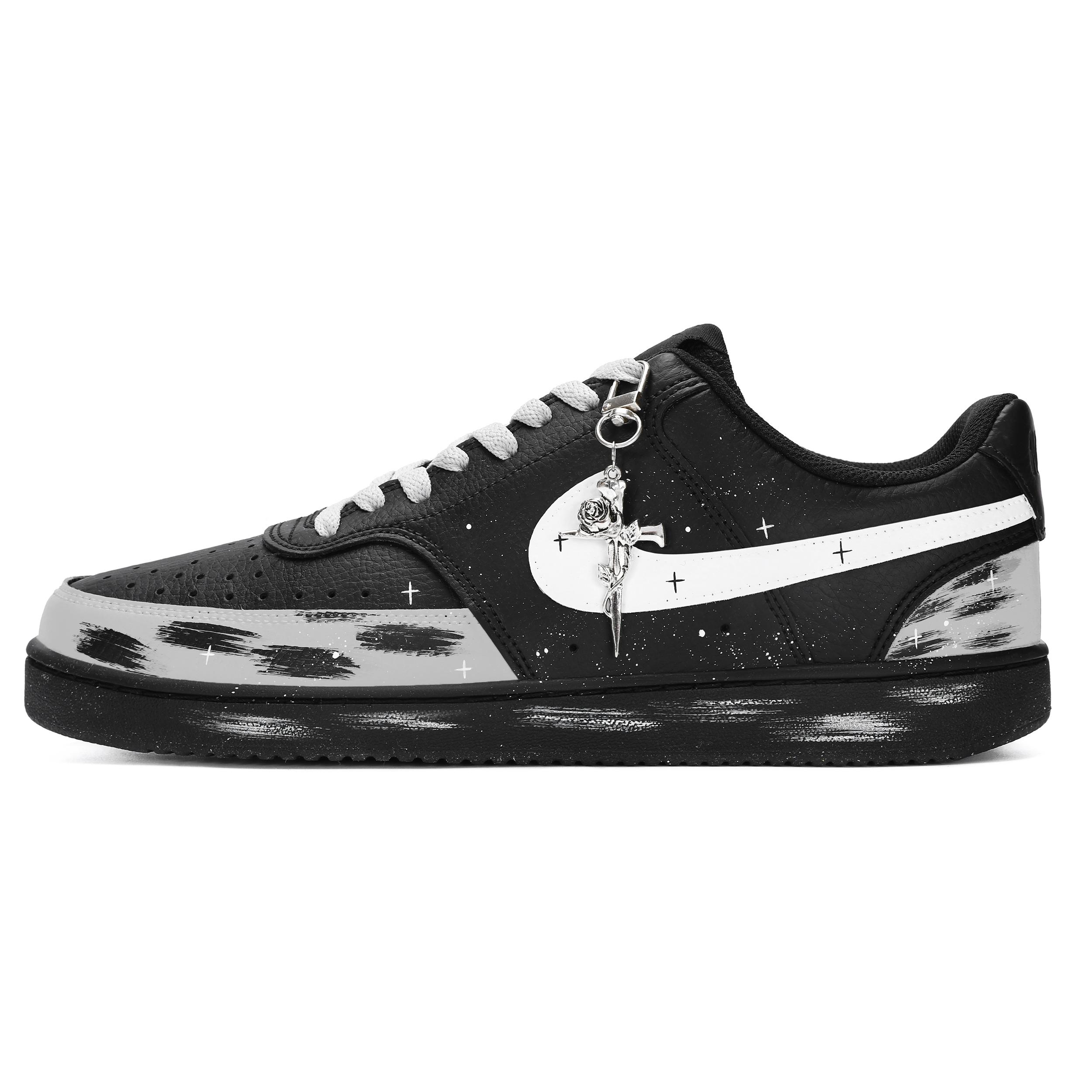 

Nike Court Vision Low Synthetic Leather Low top Skateboard Shoes Men s Black White DH2987-002(Team943-) 40