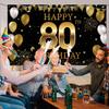 80th Birthday Party Decorations Backdrop Banner, Happy 80th Birthday Decorations for Men Women, 80 Years Old Birthday Photo Booth Props Black Gold,