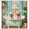 Funny Dog Shower Curtain Cute Pet Animals Puppy Watercolor Farmhouse Fabric Bathroom Decor Curtain with Hooks, 70Wx70H