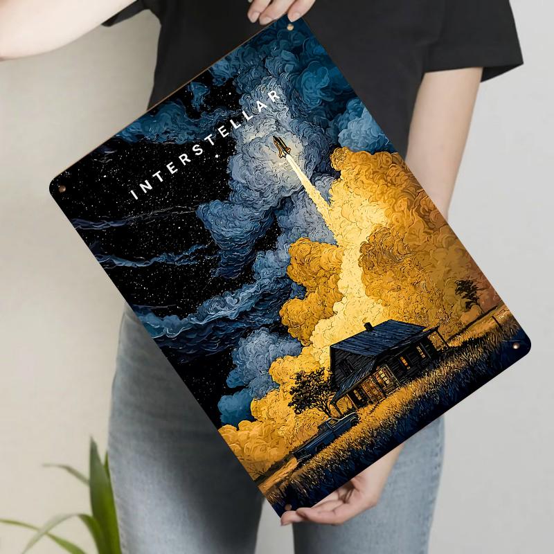 

Interstellar Movie Art Metal Poster Living Room Study Decorative Wall Hanging 20x30cm（7.8x11.8inch）