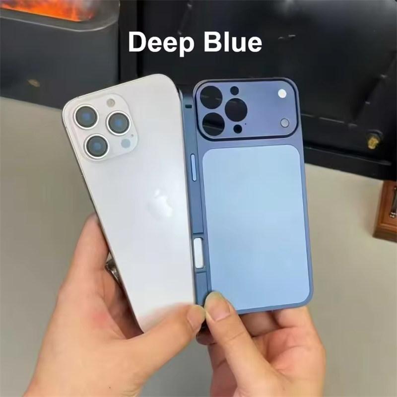 

Оригинальный цветной чехол из сплава для 17 16 15 14 13 Pro/Pro Max Моментальное обновление 17Pro/Pro Max Задняя панель с большим окном Противоударный чехол iPhone 16 Pro темно-синий