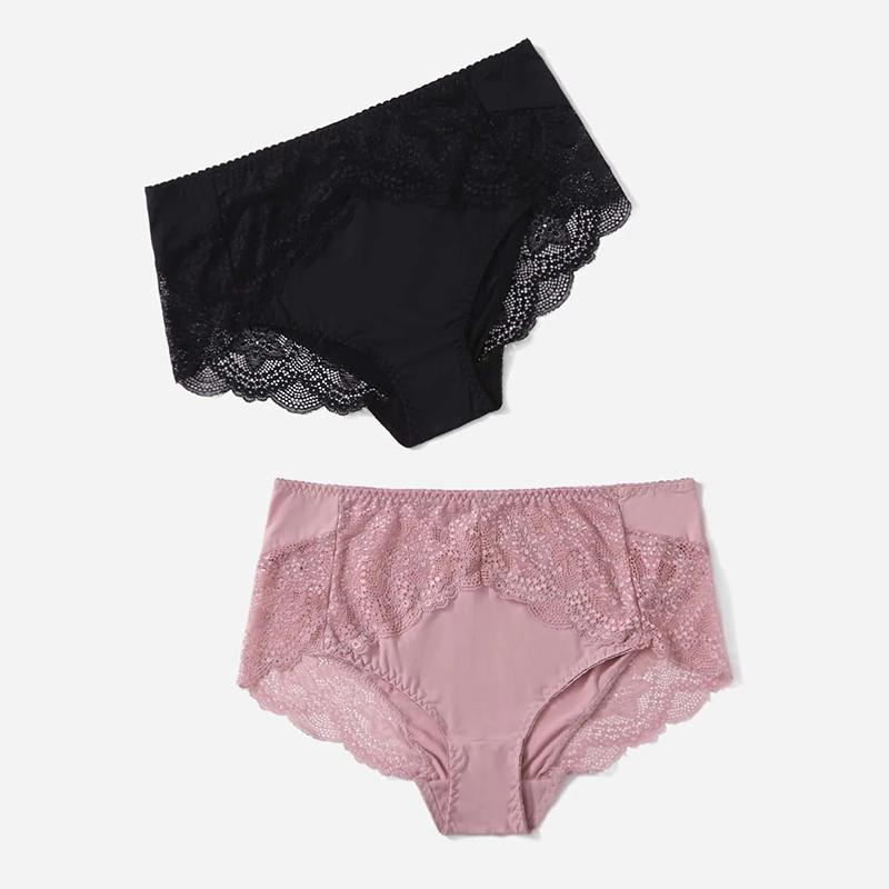 

2 шт. Женские кружевные трусики с цветочным принтом, ультратонкое нижнее белье, сексуальное нижнее белье, черные и розовые трусы 0Xl-5Xl 0XL