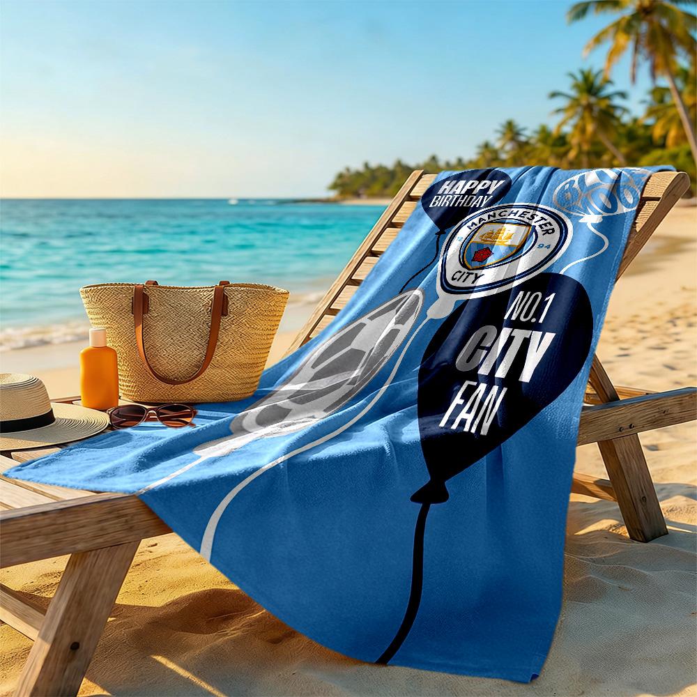First Place Manchester City Fc Logo Beach Towel Soft Durable Quick-Dry Comfortable Lightweight