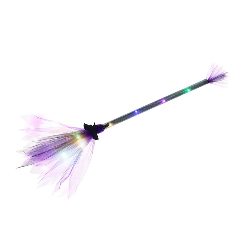A84X-Adjustable LED Light-Up Witch Broom Halloween LED Light For Party Cosplay Witches Broom Decoration