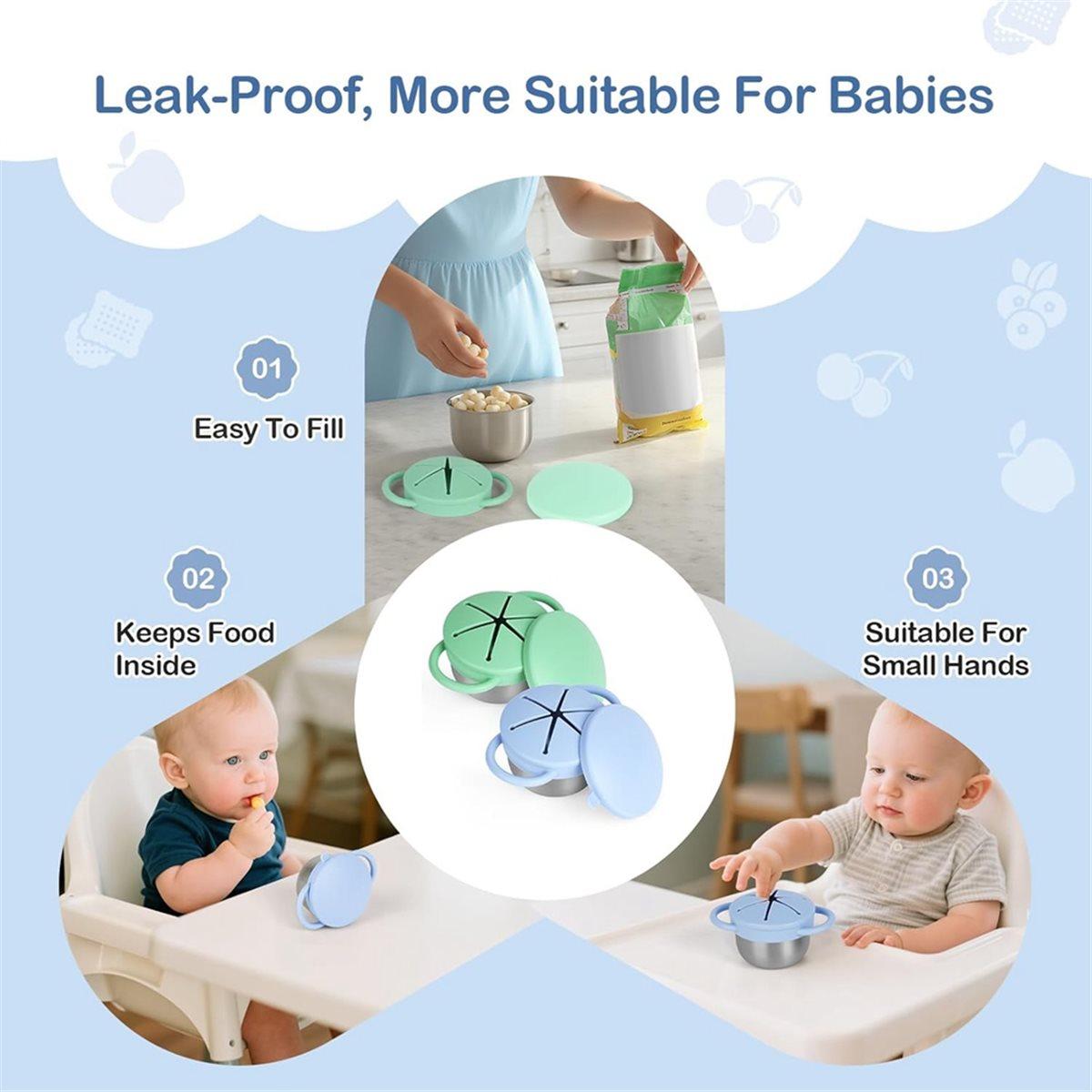 

2026 New 2 Pack Snack Cups for Toddlers Spill Proof - Detachable Stainless Steel Toddler Snack Cups with Silicone Lids & Handles China Mainland
