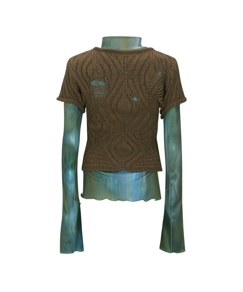 ADSB ANDERSSON BELL Cap Sleeve Sweater Layered Top Atb1352W(Brown)