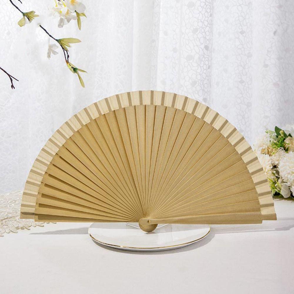 Simple Pure Wood Folding Fan Solid Color Decorative Props Fan Classical Spanish Plain Fan Dance