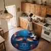 Flaming Skull,Round Area Rug,Carpet Rug for Living Room Bedroom Sofa Playroom Decor,Non-slip Floor Mat