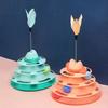 Cat Ball Track Toy Interactive Cat Ball Toy with Spring Feather Teaser 3-Tier Ball Track Cat Teaser for Indoor Cats And Kittens Exercise Enrichment