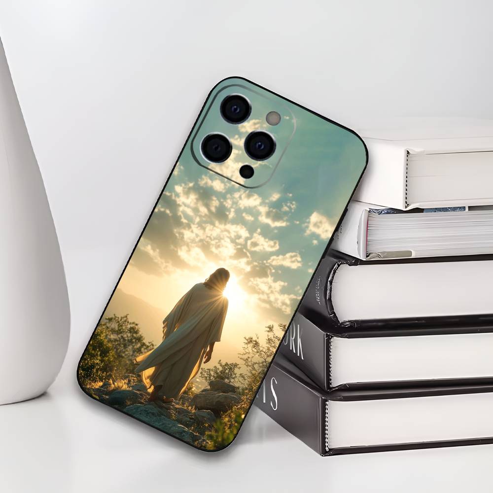 Faith Christian Religious Jesus Phone Case For iPhone 17,16,15,14,13,12,11 Plus,Pro Max,XS,Soft Black Cover