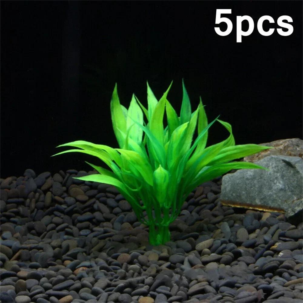 5pcs Aquarium Artificial Plants Decor Plastic Aquatic Plants Grass for Fish Tank Decoration Home Aquarium Accessories