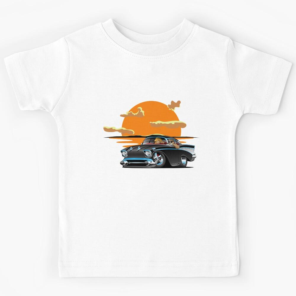 1957 Chevy Belair 210, Chevrolet Hot Rod Vintage Classic Car Kids T-Shirt 130