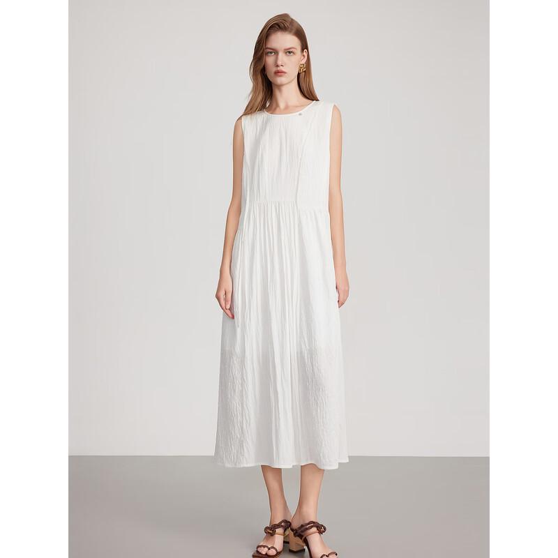 ELLE Women s French Style Sleeveless White Dress M