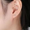 6/12Pairs Simple Wedding Women Stud Earrings Set Alloy Silver Round Zircon Geometric Crystal