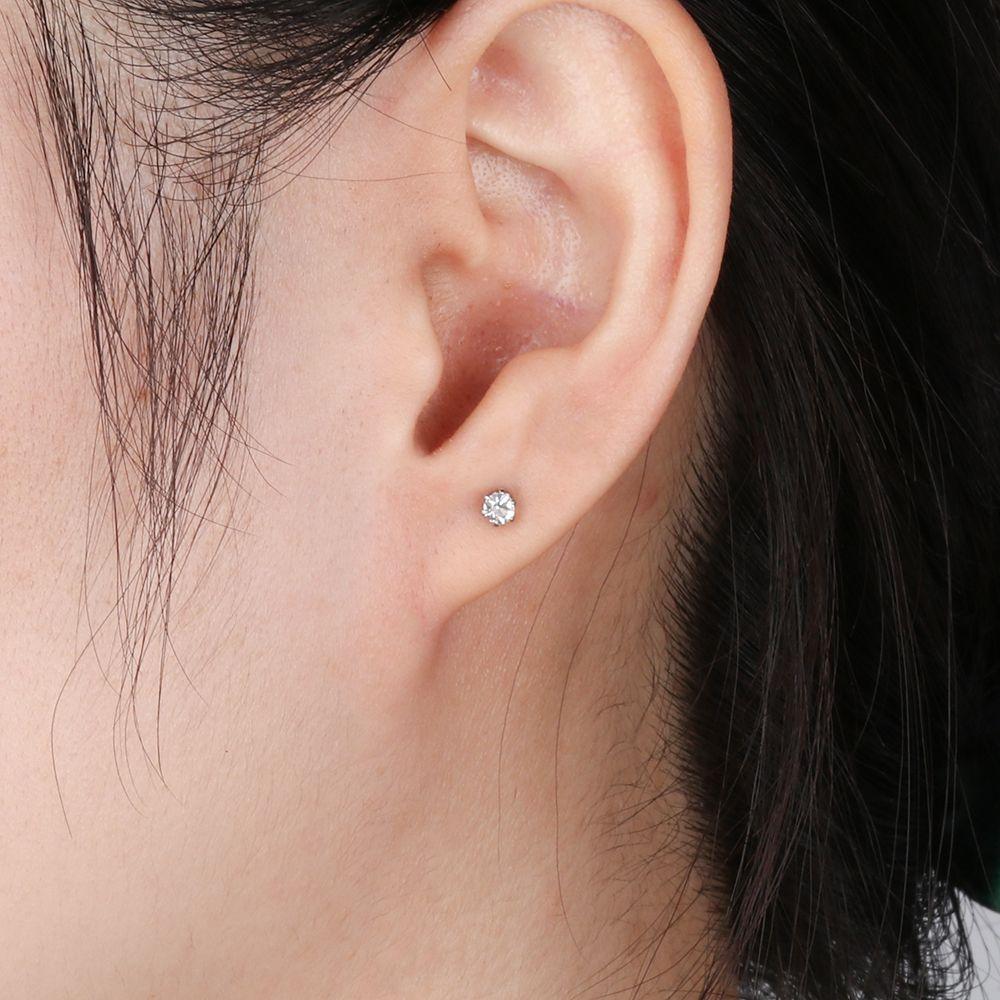 6/12Pairs Simple Wedding Women Stud Earrings Set Alloy Silver Round Zircon Geometric Crystal