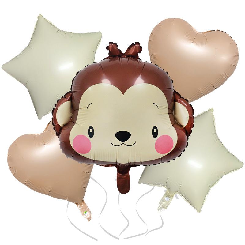 Cream Cute Wind Animal 5-Piece Set Cow Deer Red Letter Aluminum Film Balloon Set Children'S Birthday Party Decoration