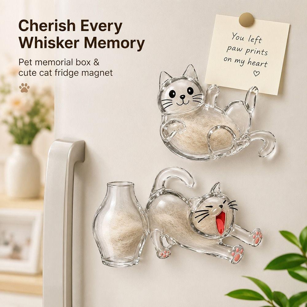 Transparent Cat Whiskers Collection Ornaments Pet Memorial Box Home Refrigerator Decor