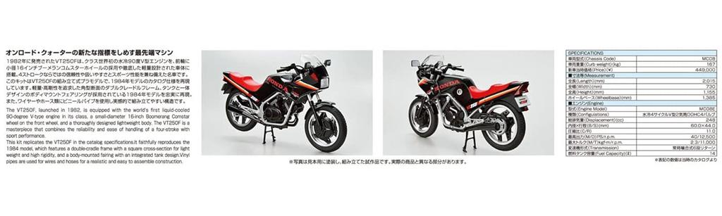 AOSHIMA The Bike No. 22 Honda MC08 VT250F 1984 Plastic Model Kit, 112