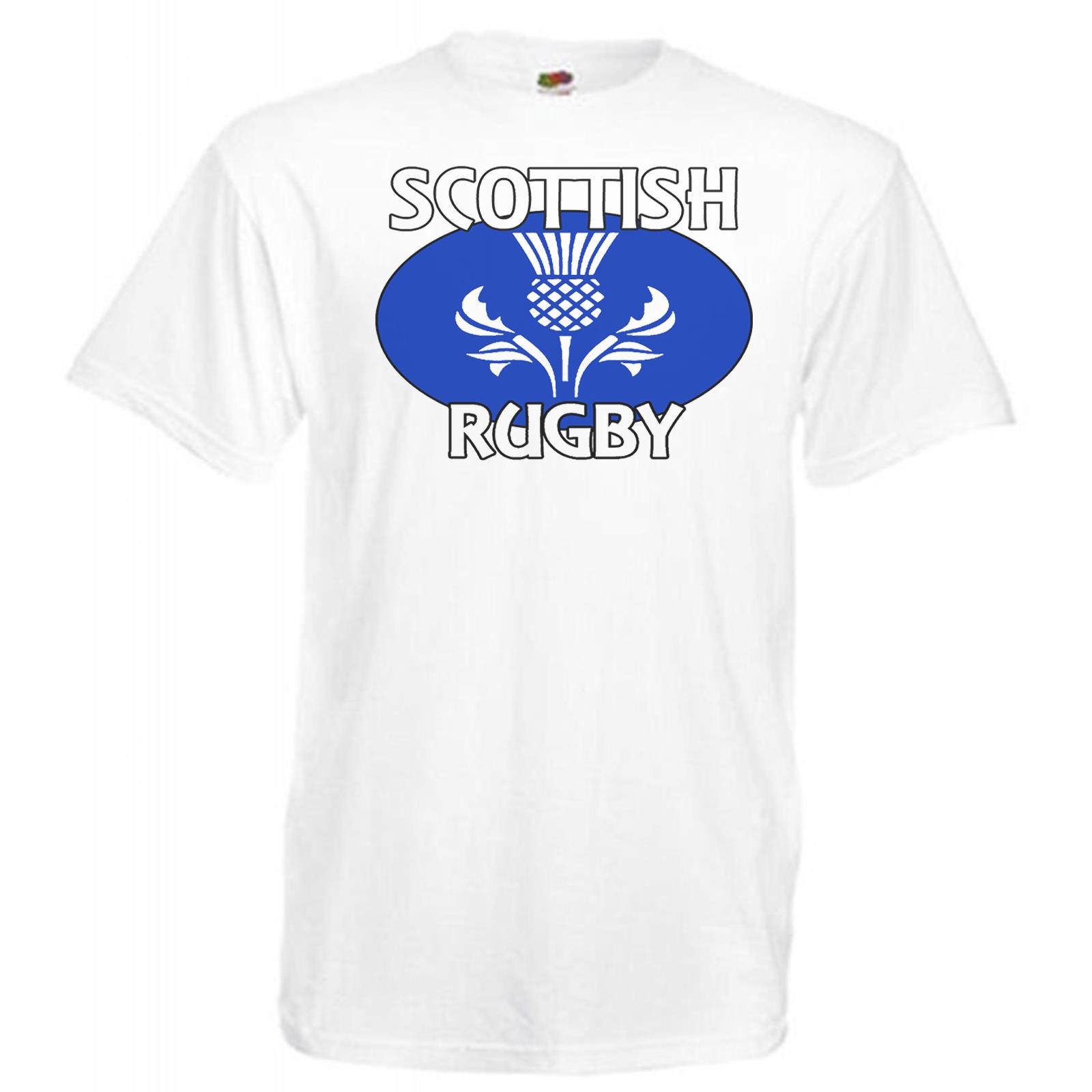 Adults Scottish Thistle National Emblem Rugby Sport Unisex White TShirt 2XL