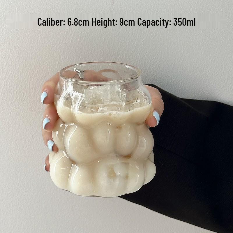 Personalized Grape Glass Coffee Cup - Heat Resistant Borosilicate with Handle for Milk, Latte, Water, and Juice. 350ml