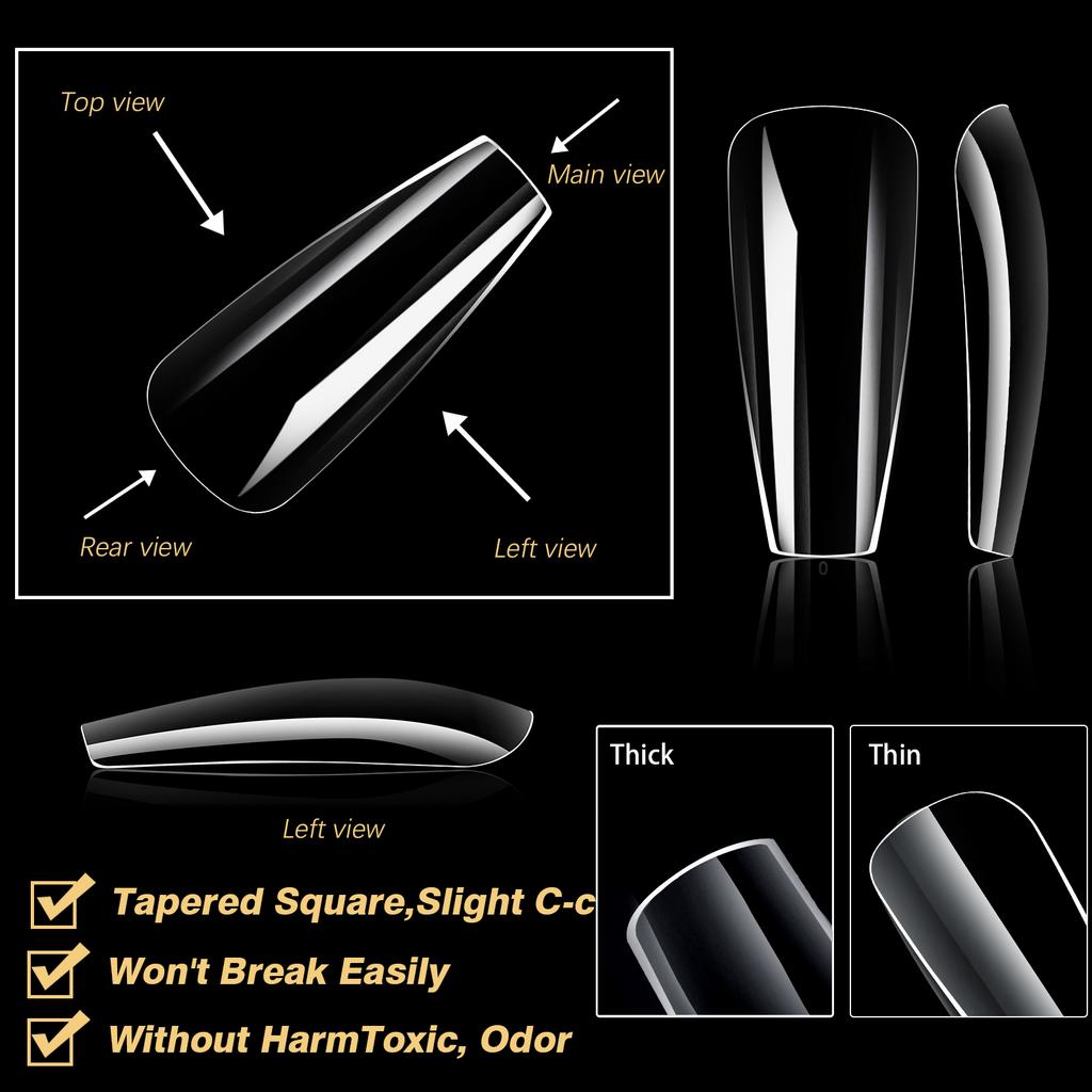 5 In 1 Boxed False Nail Tips Soft Gel Full Cover Semi-matte Capsules Almond French Coffin Fake Nails Extension Press On Nails