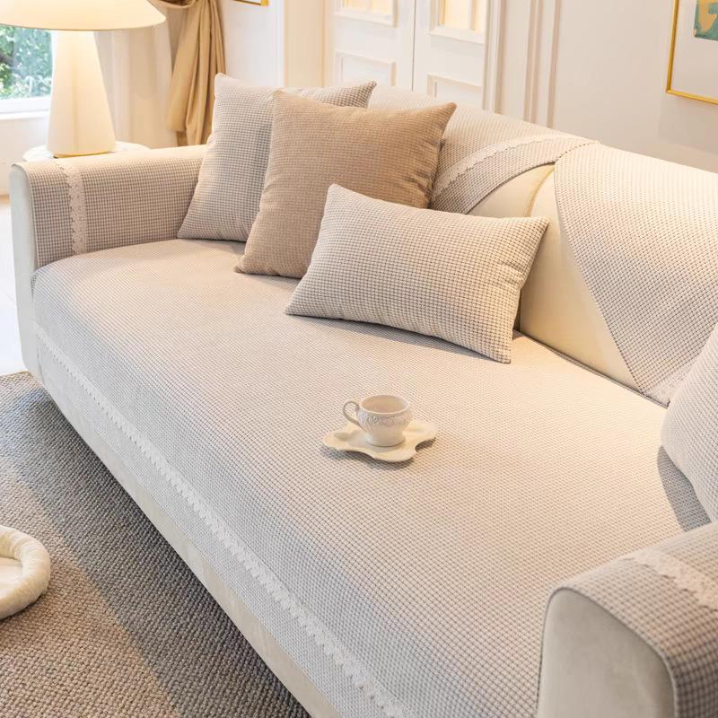 

French Style Small Lace Sofa Cushion Cream Wind Four-Season Universal Seat Cushion Simple Non-Slip Sofa Cover 70*70cm