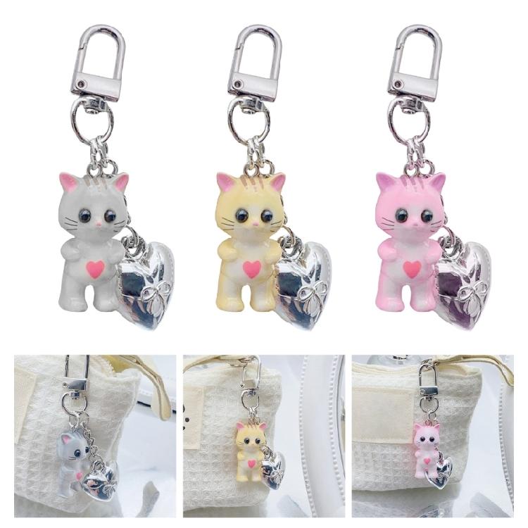 Liebevolle Hängedekorationen Süße Cartoon Katze Herz Schlüsselanhänger Anhänger Schlüsselanhänger Dekoration Taschenanhänger Ornament
