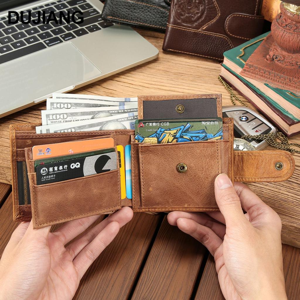 Vintage Echte Leder Herren Geldbörse Tiger Prägung Bifold Münzfach Retro Rindsleder Kartenhalter Große Kapazität Kurze Geldbörse
