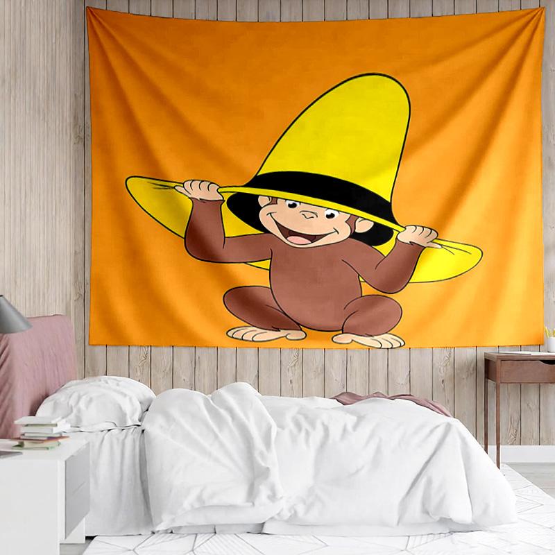 Curious George1 Tapestry for Bedroom Aesthetic Classroom Tapestries Wall Hanging for Living Room Dorm Office,Ideal Creative Gift