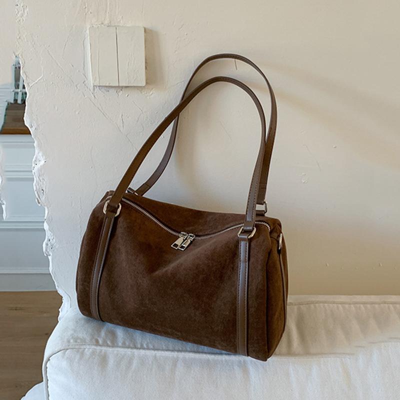 

Yogodlns Мода Женская Сумка Через Плечо из Искусственной Замши Сумки Кроссбоди Большой Вместимости Матовая ПУ Кожа Женские Сумки-Тоут 38x9x19cm кофейный