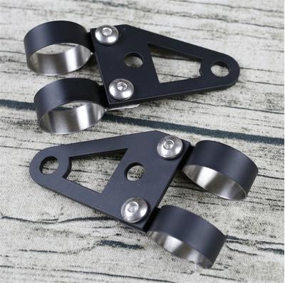 Black Steel Motorcycle Headlight Bracket Turn Lights Mount Holder For 41mm Fork