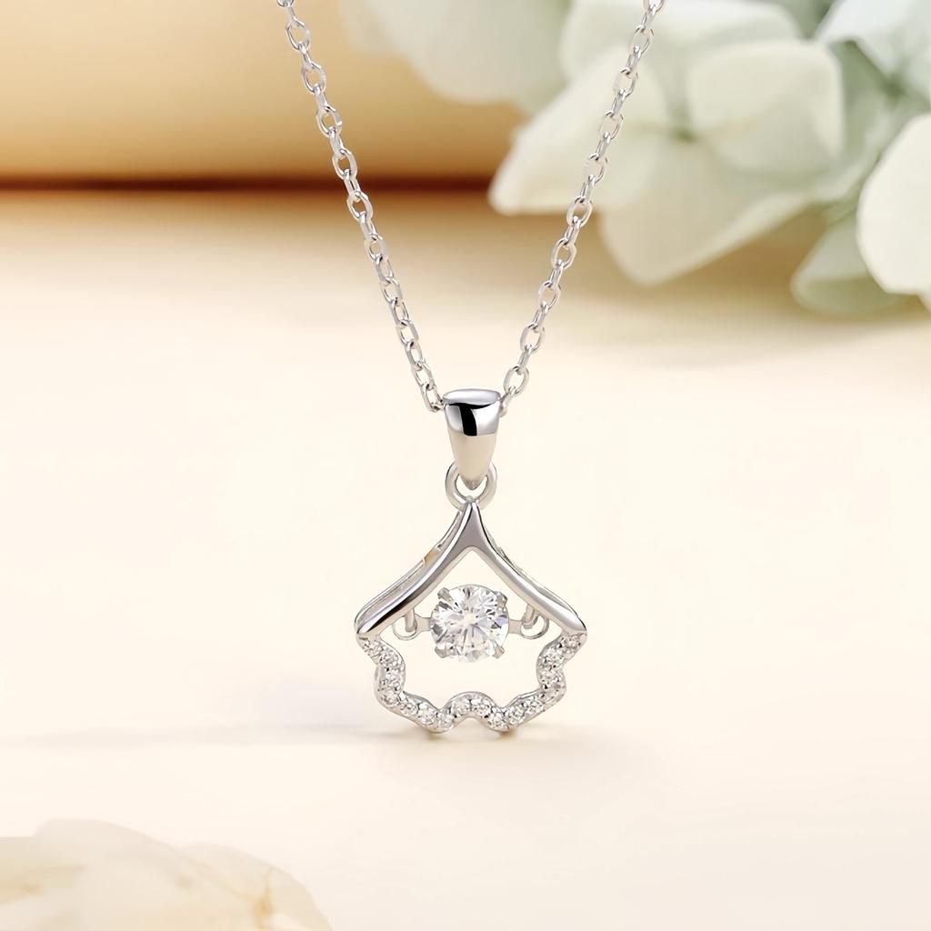 S925 Sterling Silver Ginkgo Leaf Apricot Necklace - Korean & Japanese Style for Women