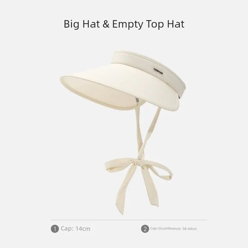 

Summer New Arrival UV Color Changing Board Ice Silk Big Brim Sun Protection Hat Sunshade Outdoor Cycling Air Top Pure Color Topless Hat Tide Beige.