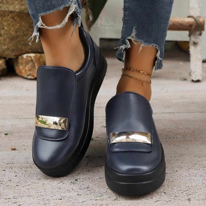Fashion 2025 Autumn New Thick Soled Fashion Shallow Mouth Casual Single Shoes for Women's Comfortable  Versatile Slip on Chunky Sneakers