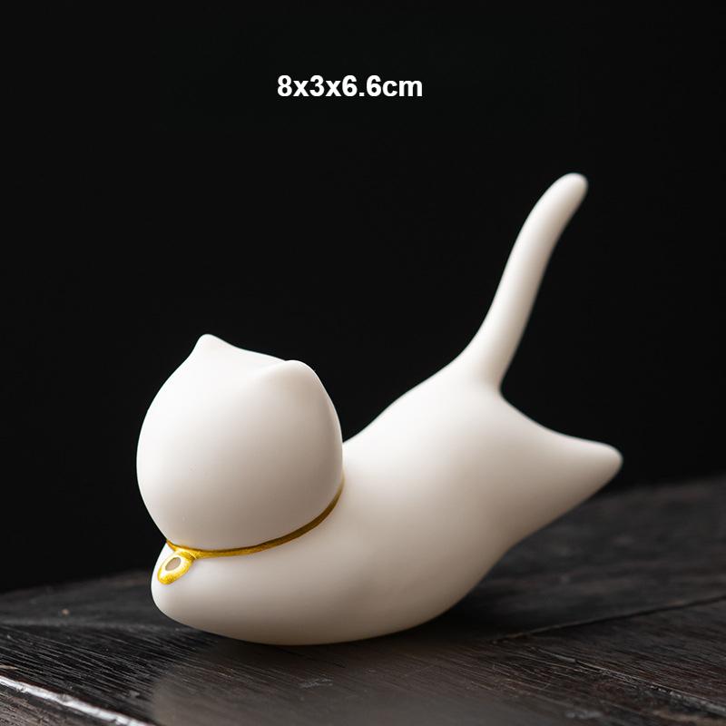 1PCS Cute Cat Ceramic Incense Burners Mini Incense Stick Holder Tea Pet Home Decoration with Mats Tea Ceremony For Buddhist Hall