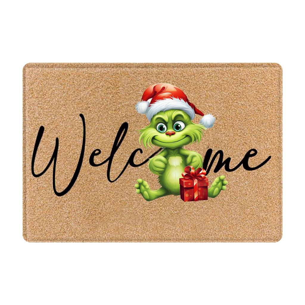 Grinch Floor Mat, Christmas Carpet, Holiday Door Mat, Green Clown Floor Mat.