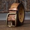 Genuine Leather Retro Distressed Wrinkled Belt Men's Genuine Leather Pin Buckle Top Layer Cowhide Korean Style Casual Belt