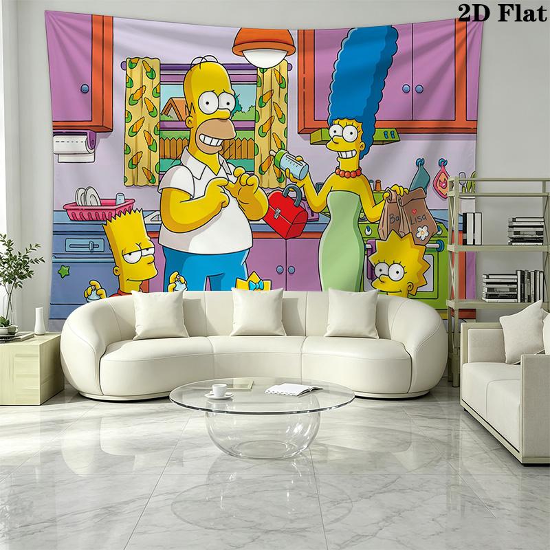 The Simpsons Wall Tapestry Aesthetic Wall Hanging Printed Fabric Blanket Decorative Tapestries for Bedroom Living Room Home Decor