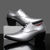 Men High Heels Silver Derby Wedding Dress Dance Business Gold Elevator Shoes Height Increase Tuxedo Prom Blazers Shoes Plus Size