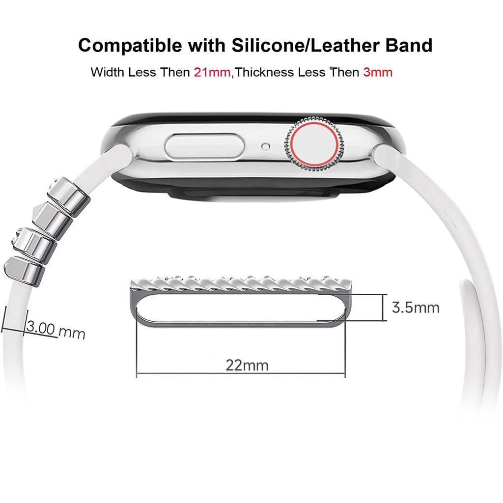 5pcs Rhinestone Watchband Ring Loops Nails Studs, Cute Metal Watch Strap Charms Decorations Compatible With IWatch Series Watchb