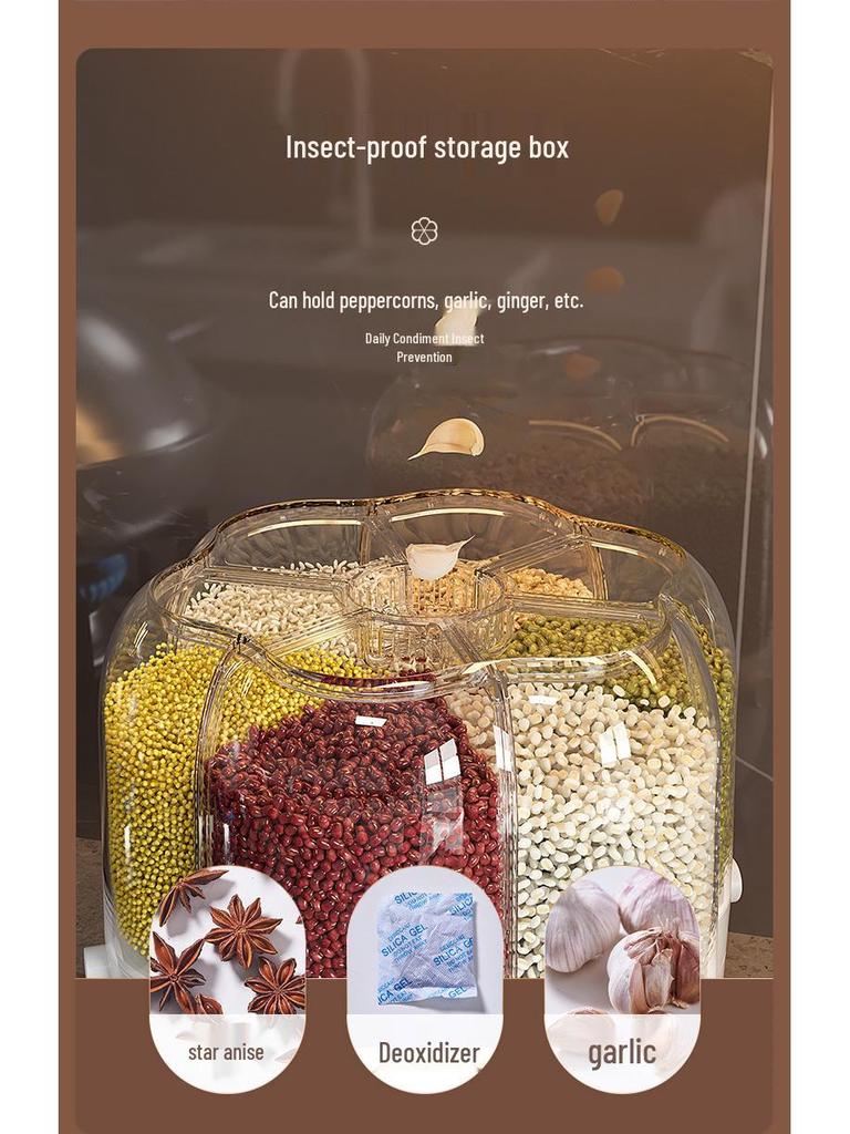 Japanese-Style Rotating Rice Storage Box - Large Capacity, Insect & Moisture-Proof Grain Container