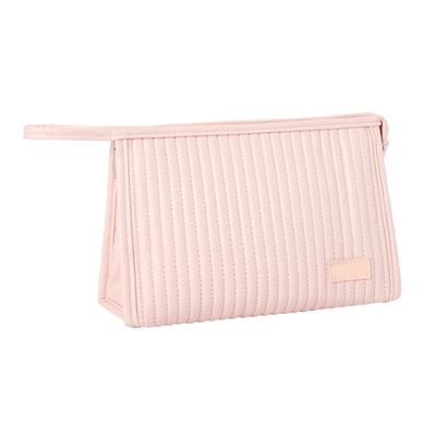 Cosmetic Bag Candy Color Large Capacity PU Leather Portable Travel Makeup Bag with Mesh Pocket