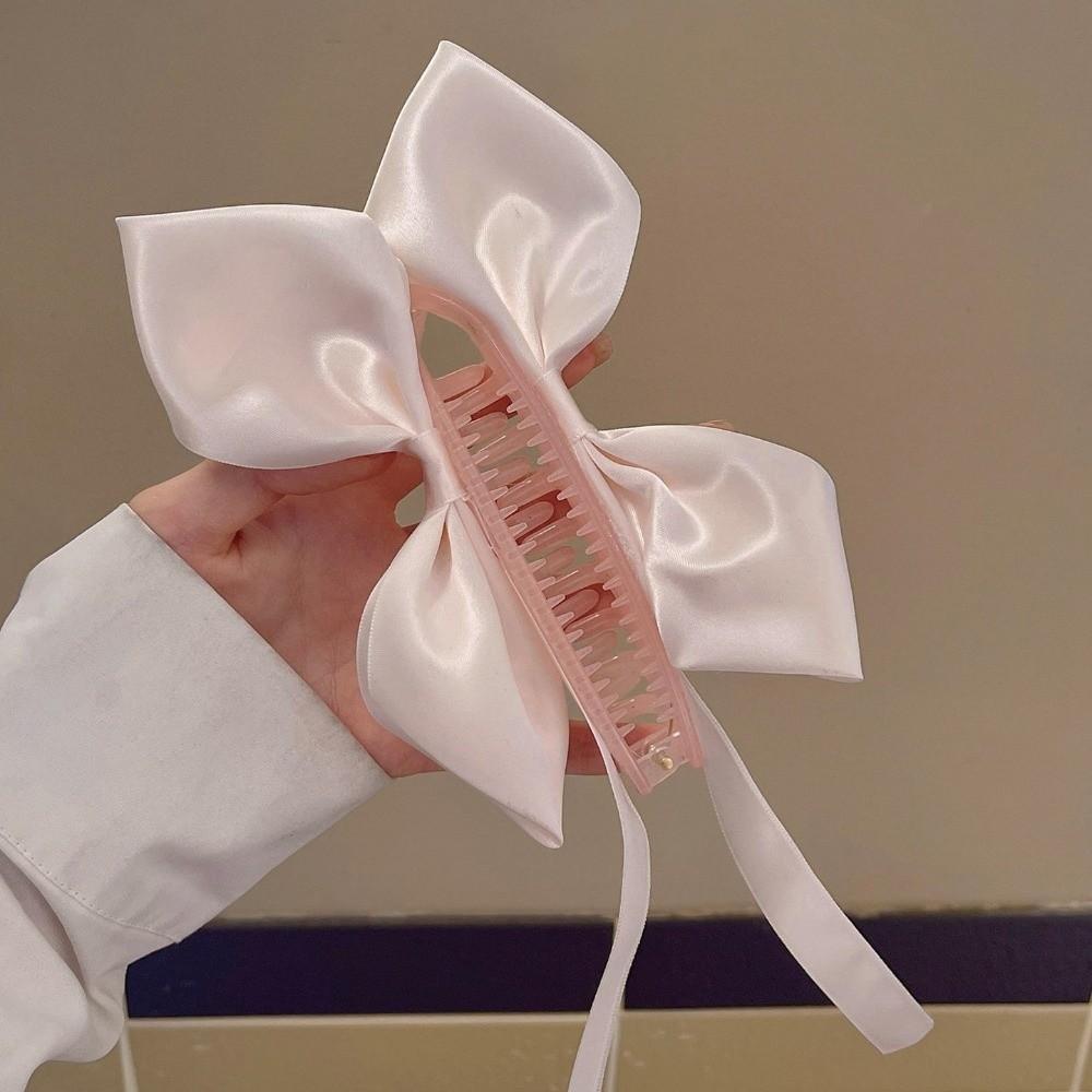 

Большой размер Однотонная заколка для волос Широкая боковая заколка-банан Сладкий корейский краб для волос Для девочек розовый