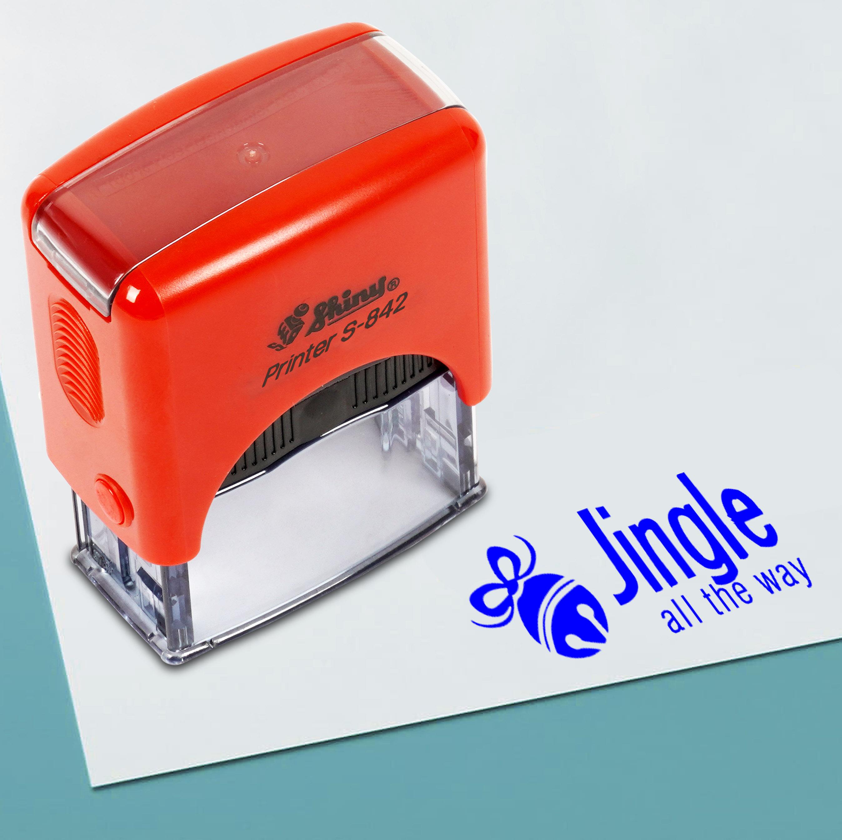 

Printtoo Jingle All The Way Self Inking Rubber Stamp Pre,Inked Office Stamp, Home Office Business Stationery, 38 x 14 mm, Blue-38 x 14 mm синій