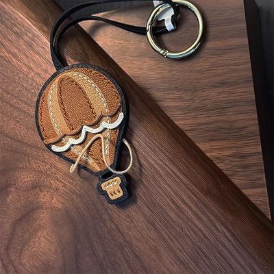 Brown Hot Air Balloon Leather Bag Charm Backpack Pendant High-End Handmade Keychain Cute
