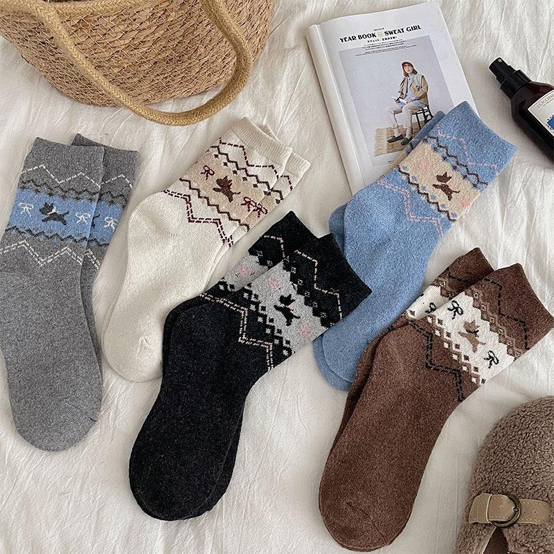 Christmas Socks Women's Cozy Fleece Lined Snow Socks Warmers Carpet Slippers Bedroom Cute Cartoon Dog Pattern Quality Sock