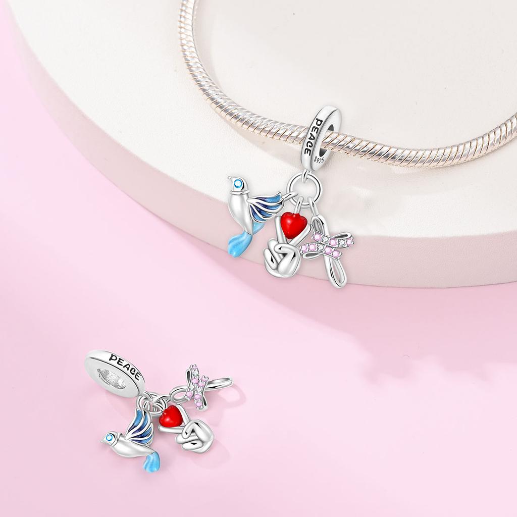 Authentic Charm Bead Charms copper Dove of Peace Bead Charms Compatible With Charm Bead Charms Plata Bracelets for Women Women Jewellery Making Diy